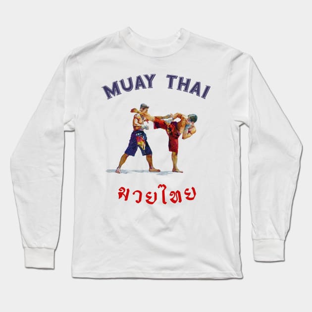 Traditional Muay Thai Kickboxing Thailand Long Sleeve T-Shirt by VintCam